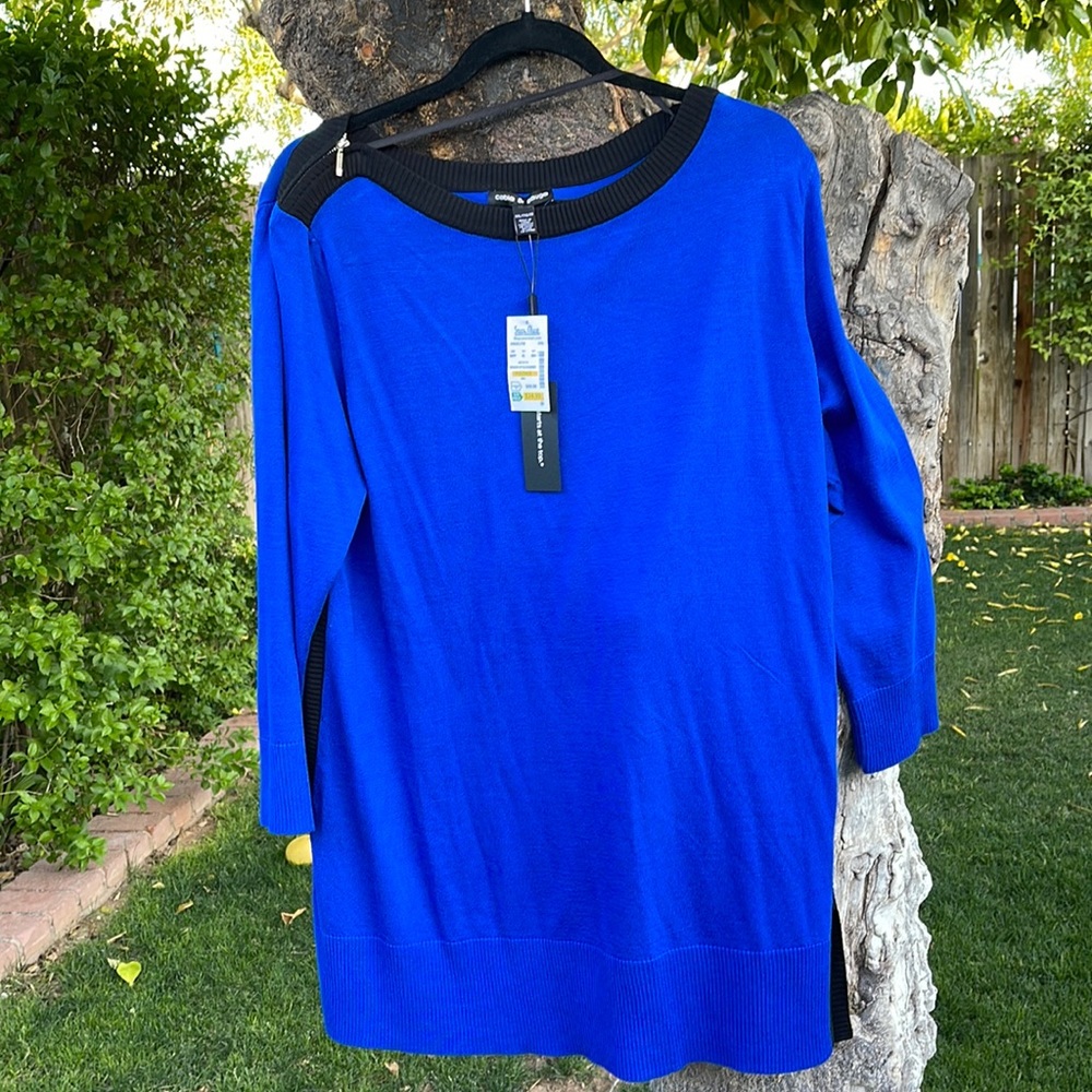 blue and black xxl cable & gauge sweater